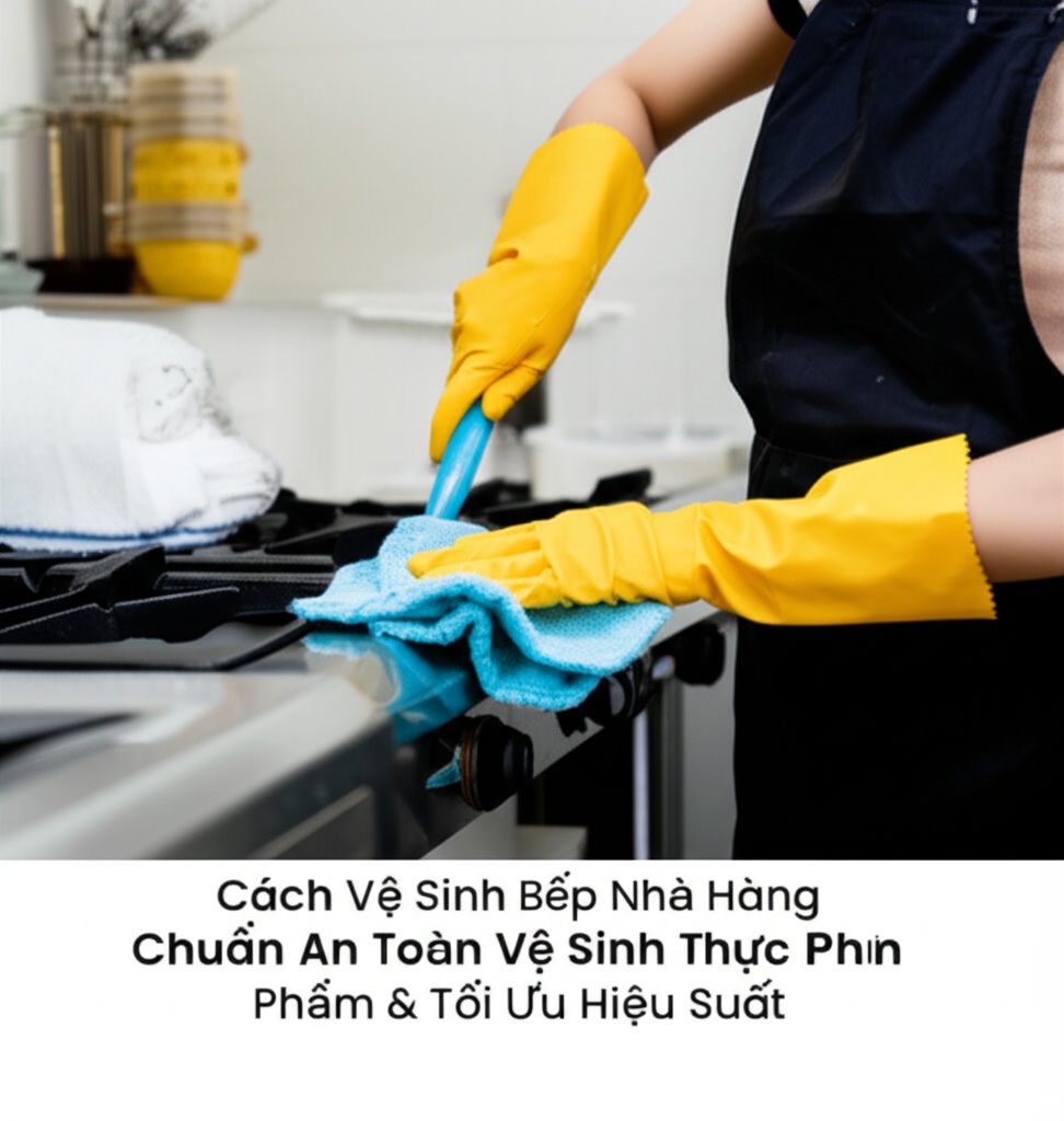 Hình minh họa cho bài viết: Cách Vệ Sinh Bếp Nhà Hàng Chuẩn An Toàn Vệ Sinh Thực Phẩm & Tối Ưu Hiệu Suất