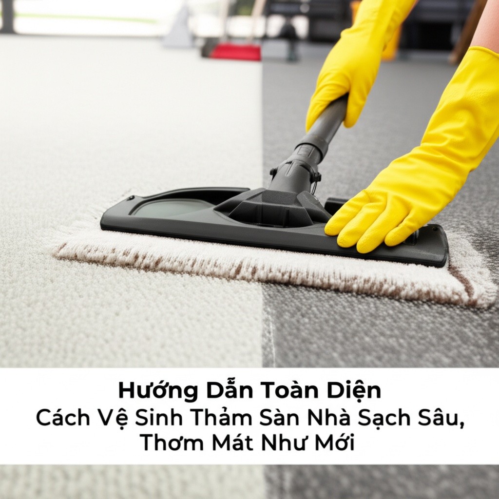 Hình minh họa cho bài viết: Hướng Dẫn Toàn Diện Cách Vệ Sinh Thảm Sàn Nhà Sạch Sâu, Thơm Mát Như Mới